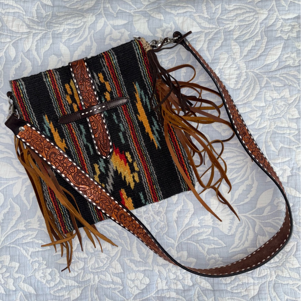 Fringe Shoulder Bag - Saddle Bag Style